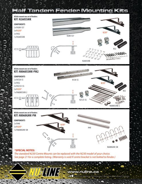 Fenders • Mounting Kits & Brackets Hangers • Light Bars ... - Nu-Line