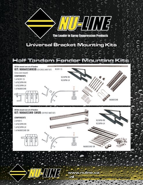 Fenders • Mounting Kits & Brackets Hangers • Light Bars ... - Nu-Line