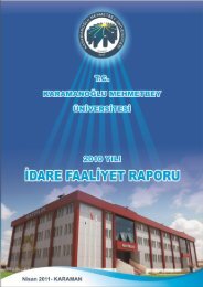 2010 Yılı Karamanoğlu Mehmetbey Üniversitesi İdari Faaliyet Raporu