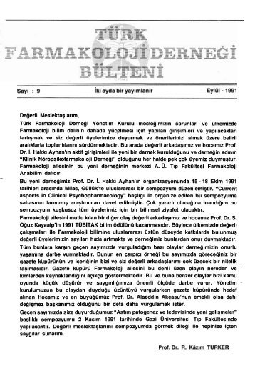 (MDRF). Altıparmak, Hilal Gazi Üni. Eczacılık Fak. 9; 13, 1991