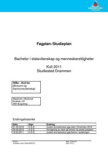 Bachelor i statsvitenskap, studieplan for kull 2011 høst - Høgskolen i ...