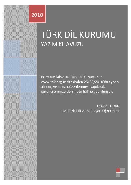 Tdk Yazim Kilavuzu Eskisehir Eti Sosyal Bilimler Lisesi