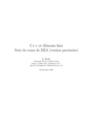 C++ et éléments finis Note de cours de DEA (version provisoire)