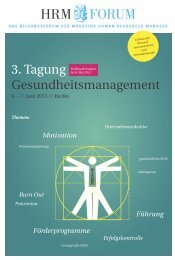 3. Tagung Gesundheitsmanagement - HRM-Forum