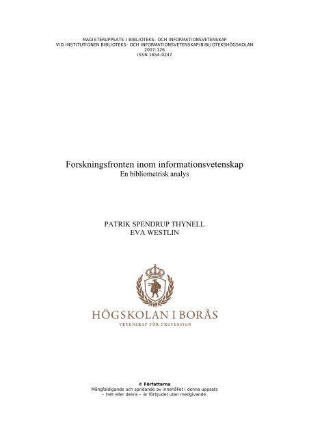 Forskningsfronten inom informationsvetenskap - BADA