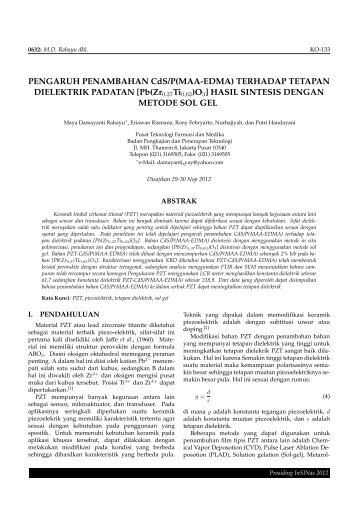 PENGARUH PENAMBAHAN CdS/P(MAA-EDMA ... - Insentif Ristek