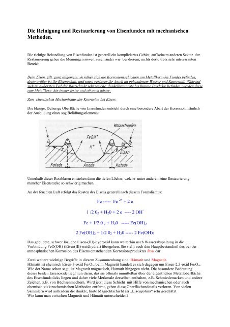 Die Reinigung und Restaurierung von Eisenfunden mit ...