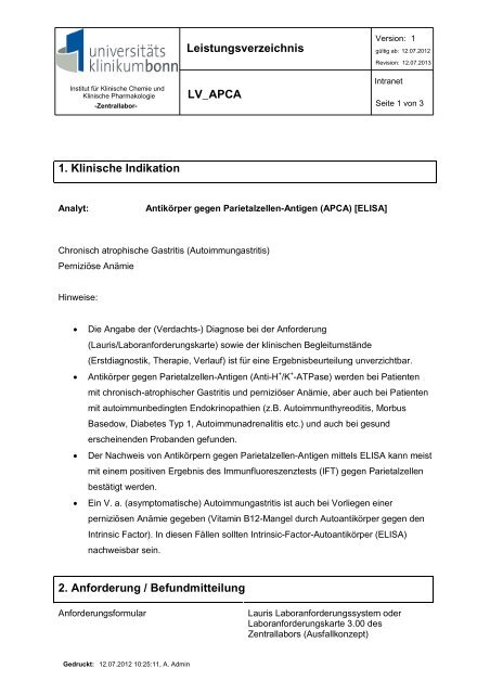 AK gegen Parietalzellen (APCA)