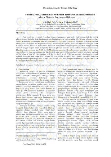 Prosiding Semester Genap 2011/2012 Sintesis Zeolit X-karbon dari ...