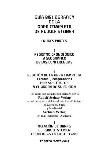 guía bibliográfica de la obra completa de rudolf steiner