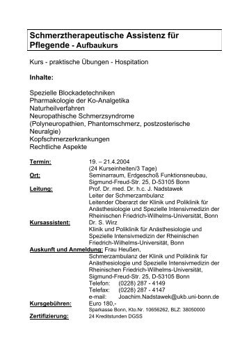 Allgemeine Schmerztherapie und Palliativmedizin ... - Universität Bonn