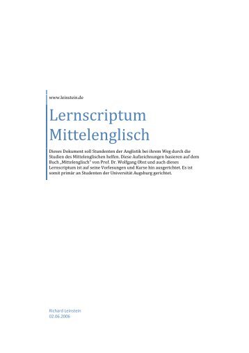 Lernscriptum Mittelenglisch - Leinstein.de