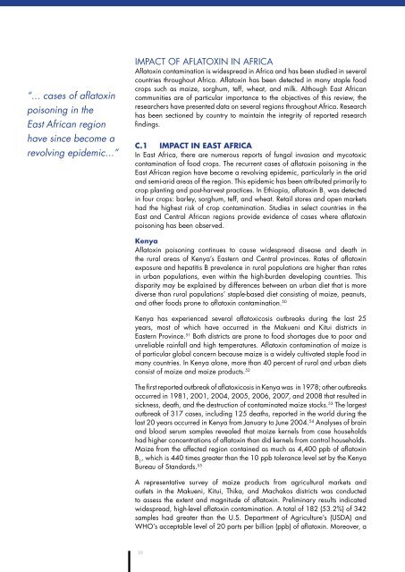 Aflatoxin: A Synthesis of the Research in Health, Agriculture and Trade