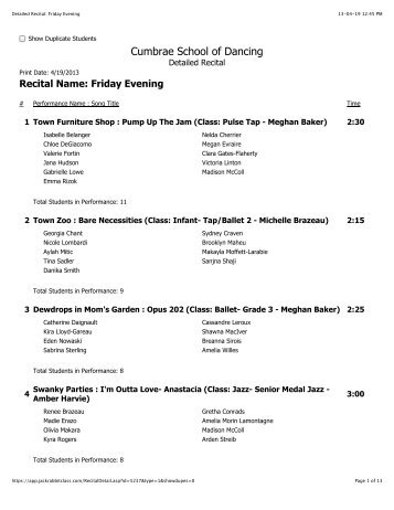 Detailed Recital: Friday Evening - The Cumbrae School of Dancing