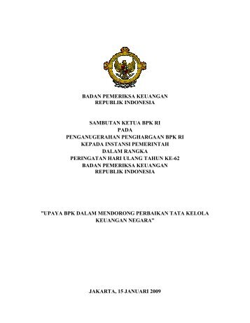 Upaya BPK Dalam Mendorong Perbaikan Tata Kelola Keuangan