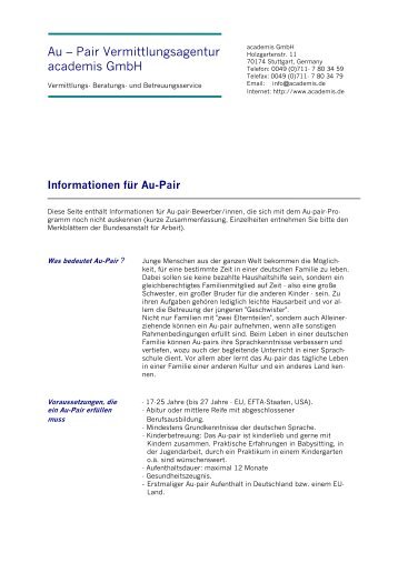 Informationen für Au-Pair - academis