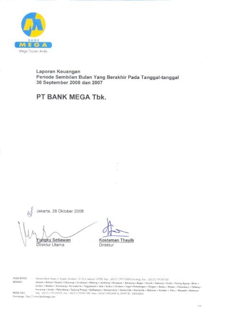 Laporan Keuangan Kuartal 3 - 2008 - Bank Mega