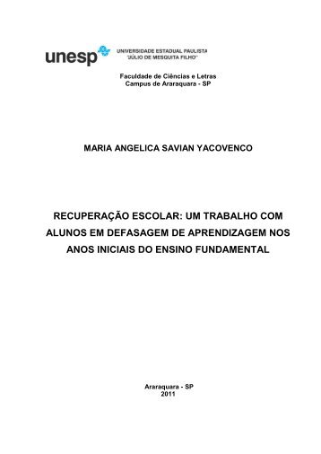 recuperação escolar: um trabalho com alunos em ... - Unesp