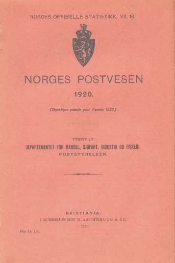 Norges Postvesen 1920 - SSB