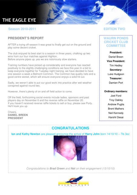 Newsletter 2 - Waurn Ponds Cricket Club - DUSA