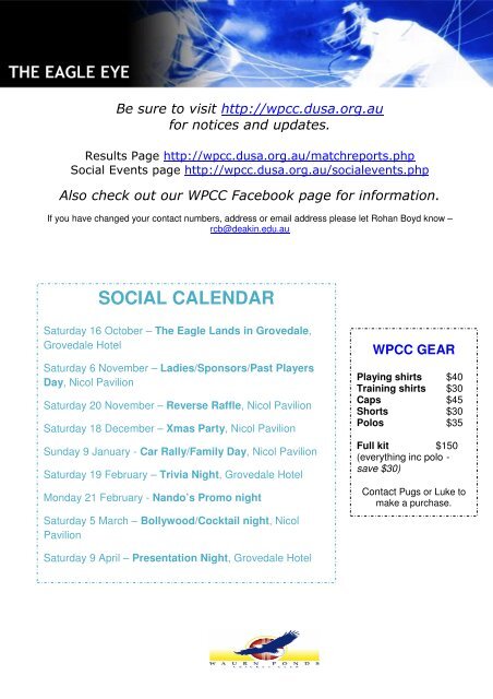 Newsletter 2 - Waurn Ponds Cricket Club - DUSA