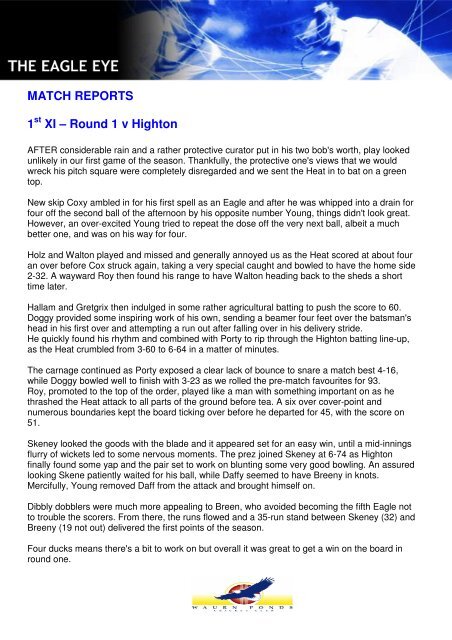 Newsletter 2 - Waurn Ponds Cricket Club - DUSA