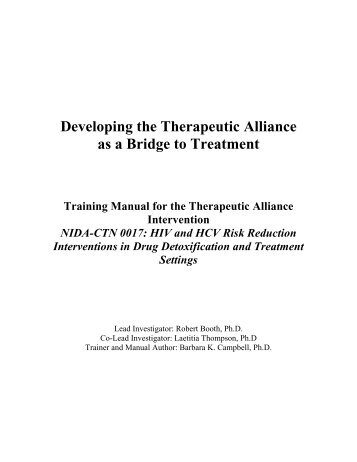 Developing the therapeutic alliance as a bridge to treatment - CTN ...