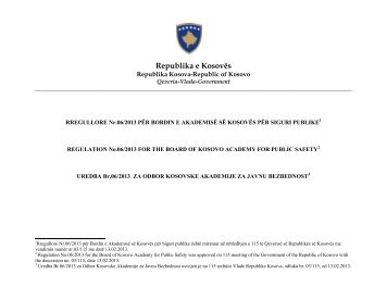 rregullore nr. 06/2013 - Republika e Kosovës - Zyra e Kryeministrit