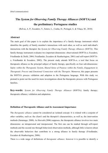 The System for Observing Family Therapy Alliances (SOFTA) and ...