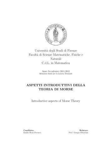 Aspetti introduttivi della teoria di Morse