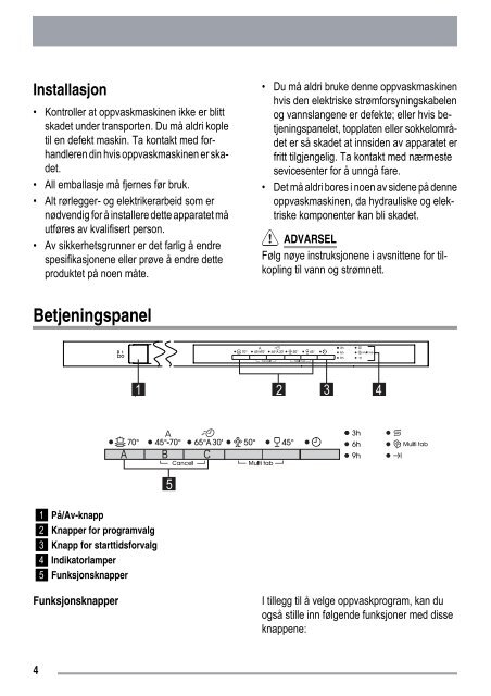 Bruks- anvisning Oppvaskma- skin ZDT 311 - Electrolux-ui.com