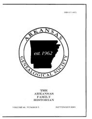 the arkansas family historian - Arkansas Genealogical Society