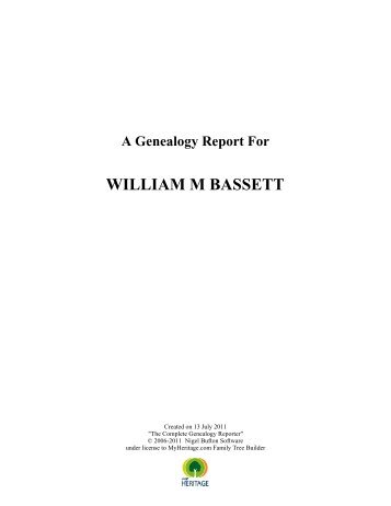 A Genealogy Report For WILLIAM M BASSETT - INGenWeb