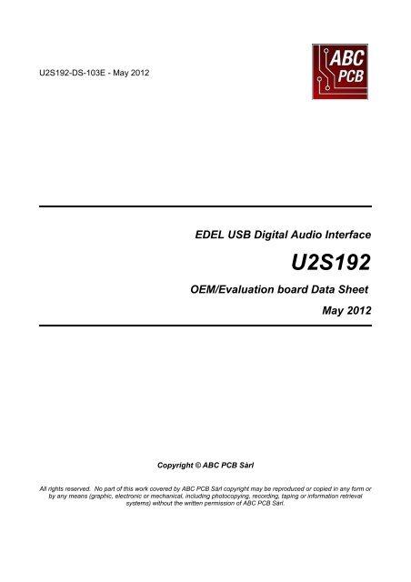 EDEL USB Digital Audio Interface U2S192 OEM ... - ABC PCB