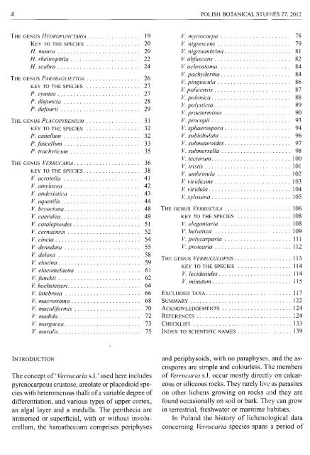 a revision of verrucaria sl (verrucariaceae) in poland