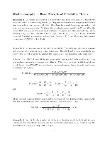 Worked examples — Basic Concepts of Probability Theory