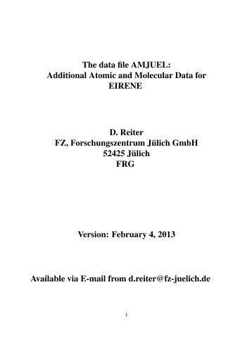 The data file AMJUEL: Additional Atomic and Molecular ... - eirene