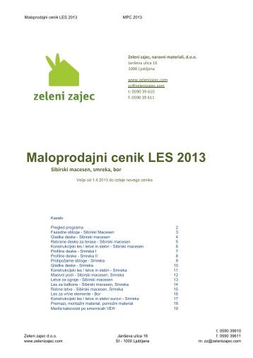 Maloprodajni cenik LES 2012 - Sibirski macesen