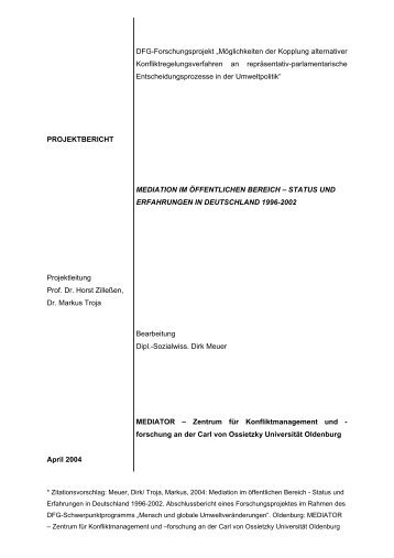 DFG-Forschungsprojekt „Möglichkeiten der ... - Mediator GmbH