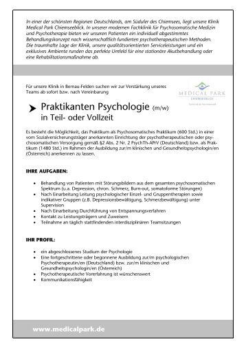 Praktikanten Psychologie (m/w) - Medical Park