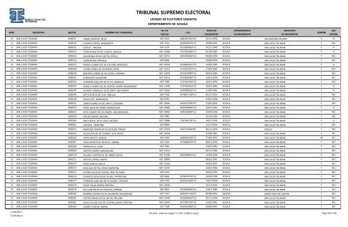 listado de electores vigentes - Tribunal Supremo Electoral