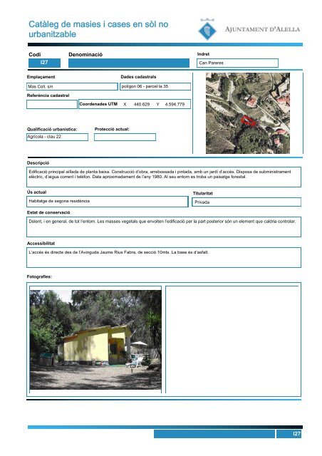 Catàleg de cases i masies i inventari de construccions en ... - ALELLA