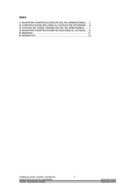 Catàleg de cases i masies i inventari de construccions en ... - ALELLA