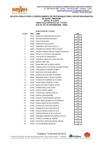 seleção pública para o credenciamento de profissionais - Imparh