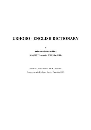 URHOBO - ENGLISH DICTIONARY - The Free Information Society