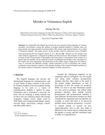 Mistake or Vietnamese English - tạp chí khoa học