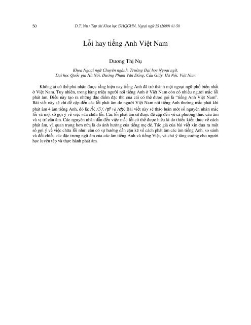 Mistake or Vietnamese English - tạp chí khoa học