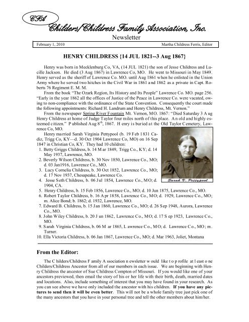 Newsletter Spring 2010 - Childers Childress