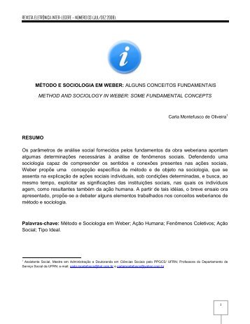 MÉTODO E SOCIOLOGIA EM WEBER: ALGUNS ... - cchla