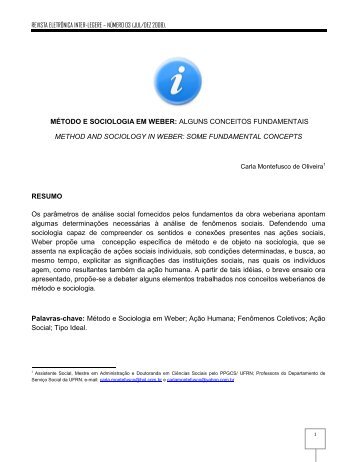 MÉTODO E SOCIOLOGIA EM WEBER: ALGUNS ... - cchla